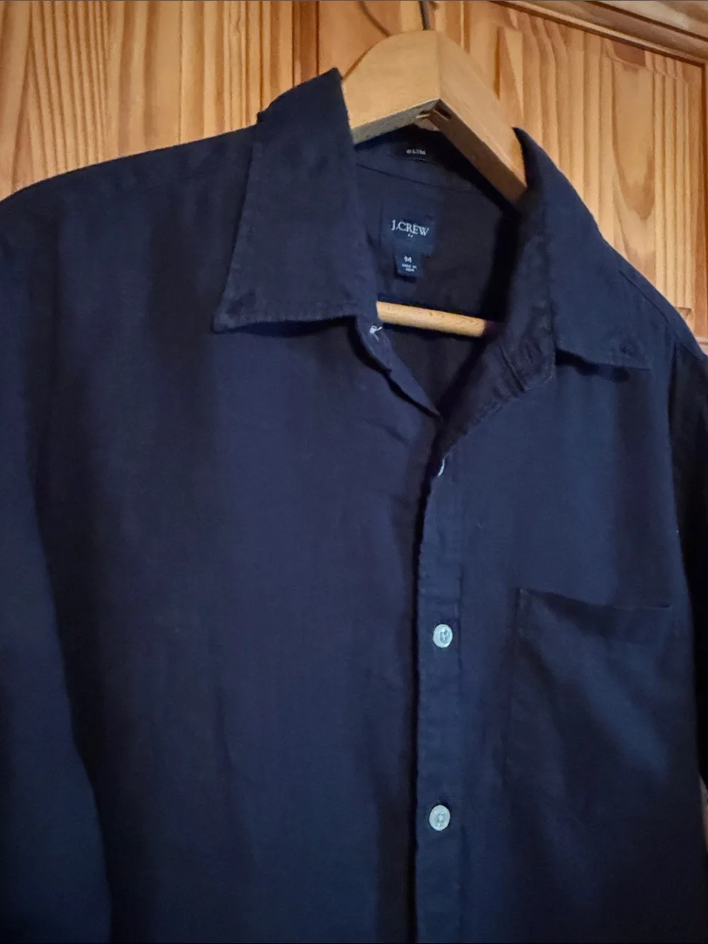 J. Crew Dark Navy Long-Sleeve Linen Blend Button-Down Shirt